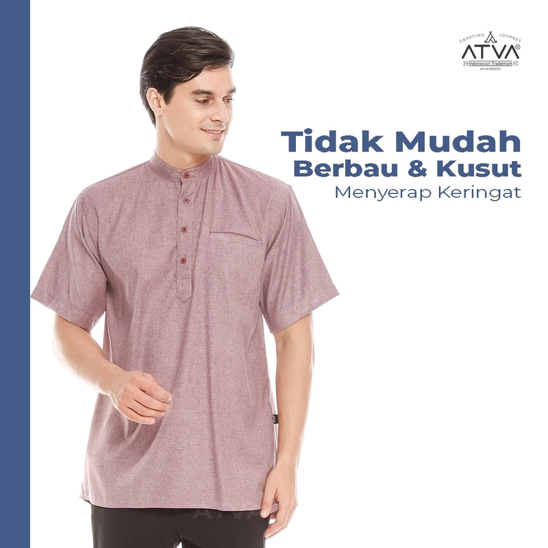 Product image ATVA - Baju Koko Pria Madinah Tangan Pendek Warna Purple M all variant